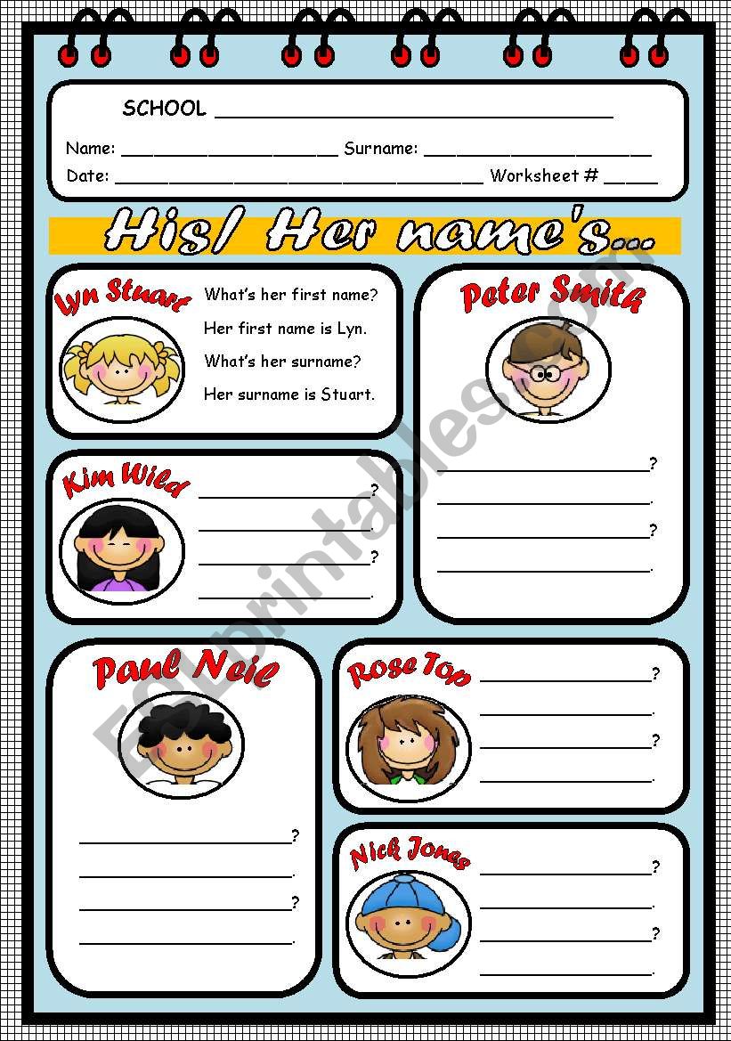 WHATS HIS/HER NAME? worksheet