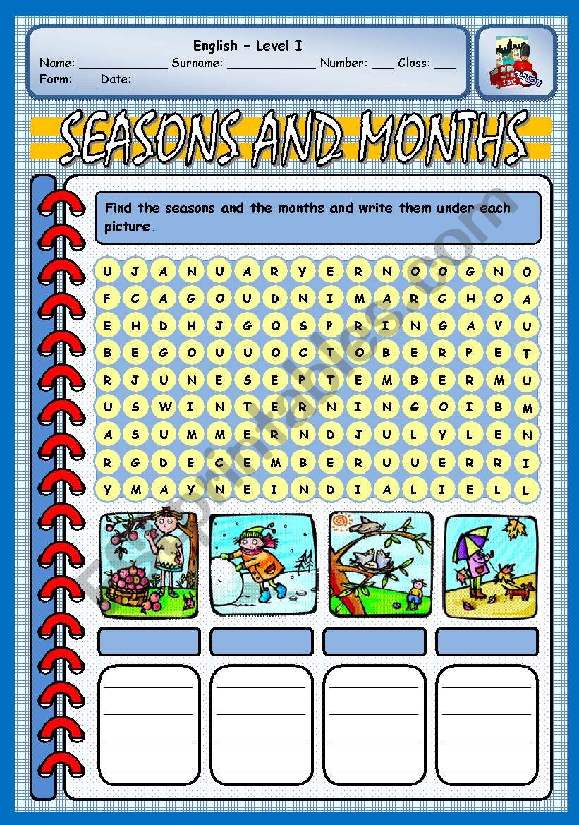 SEASONS AND MONTHS worksheet