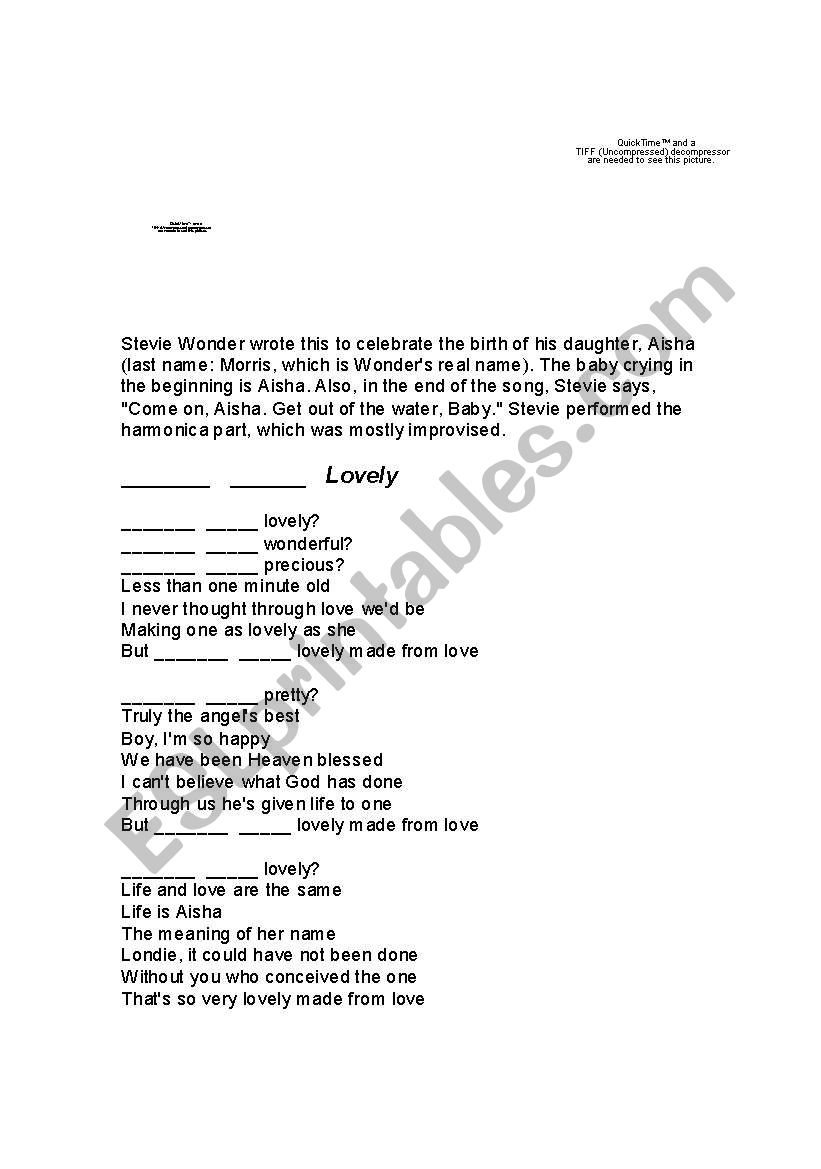 Isn´t She Lovely? worksheet