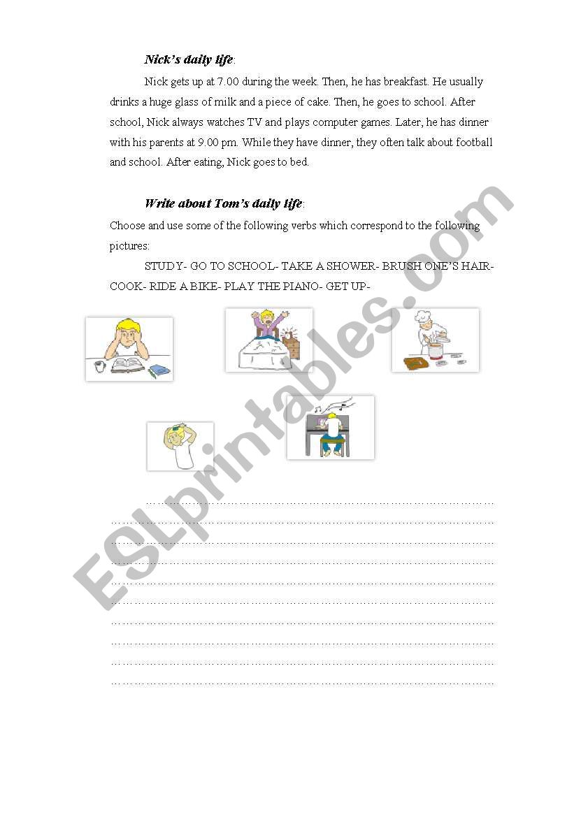 routines worksheet