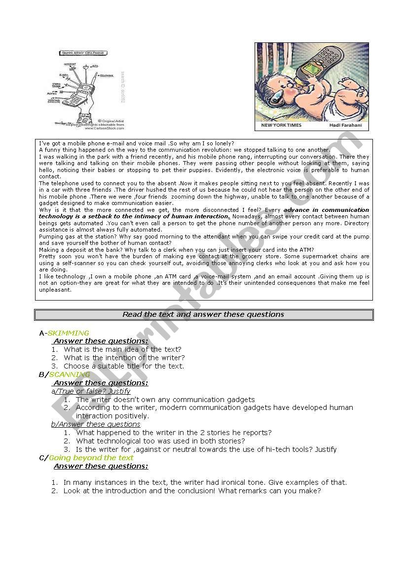 reading comprehension worksheet