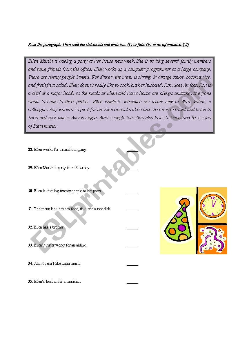 READING COMPREHENSION worksheet