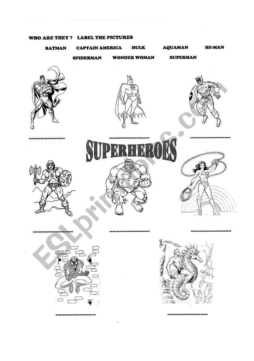 PAST SUPERHEROES worksheet