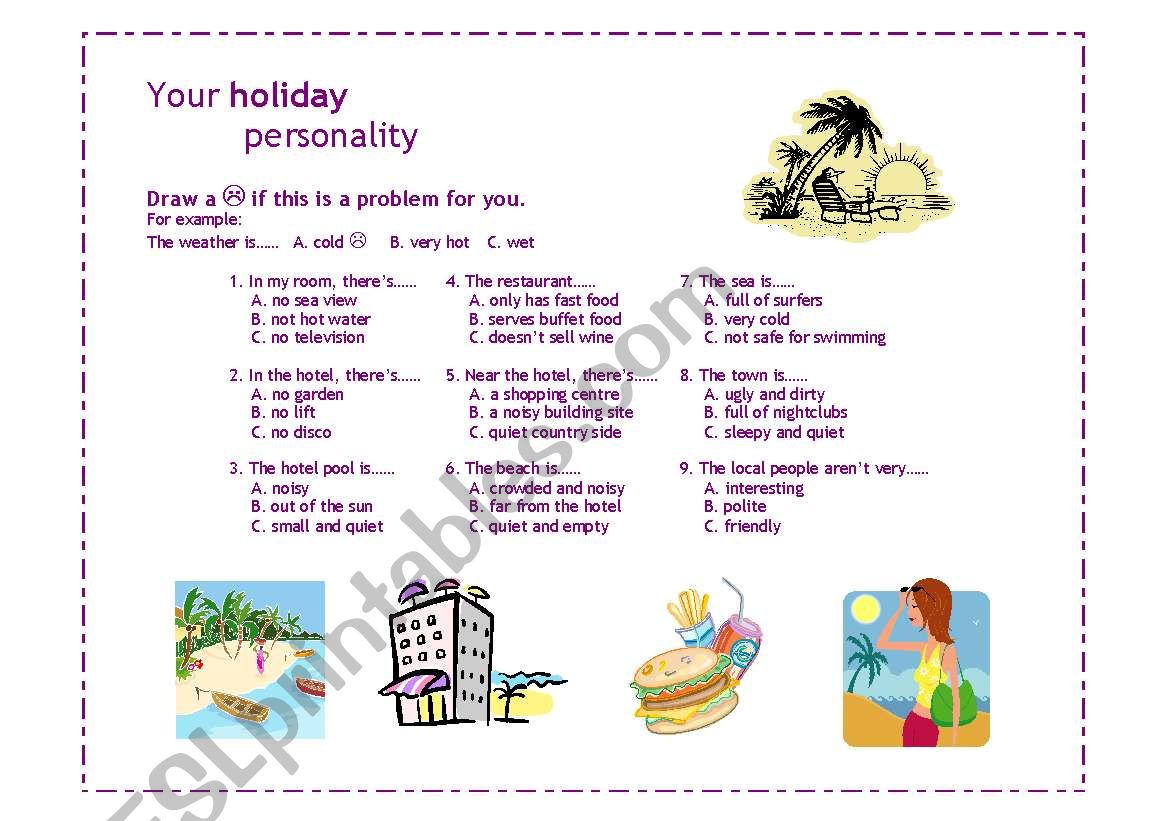 Your Holiday Personality worksheet
