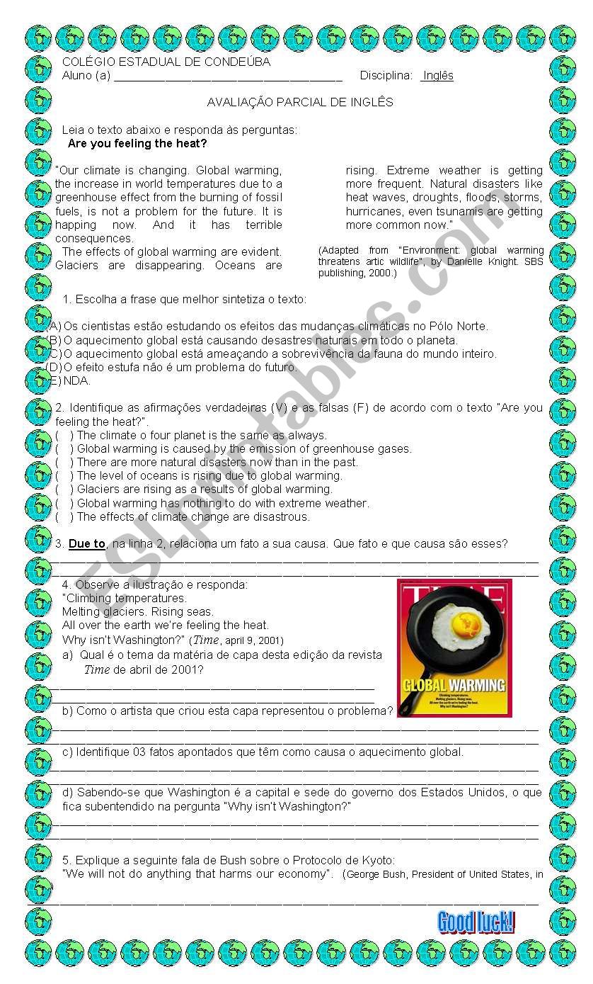 Comprhension activity about Global warming