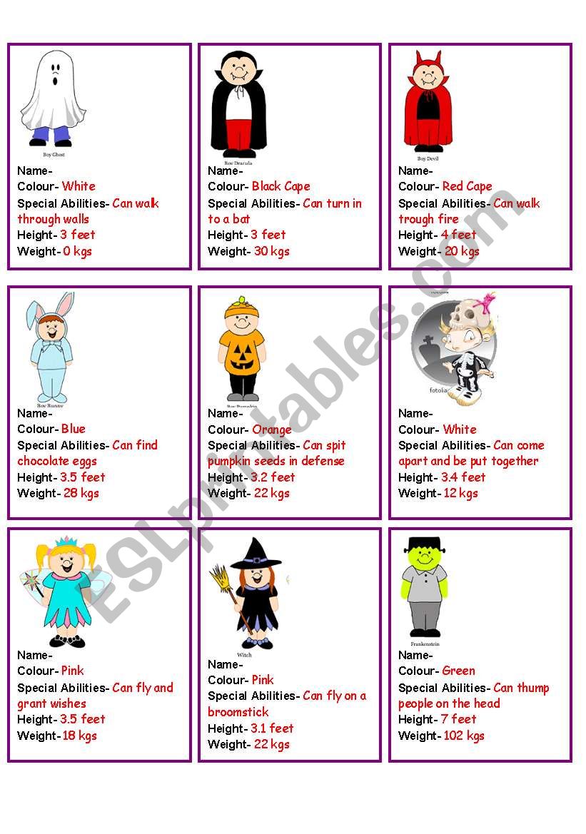 Halloween Comparatives worksheet