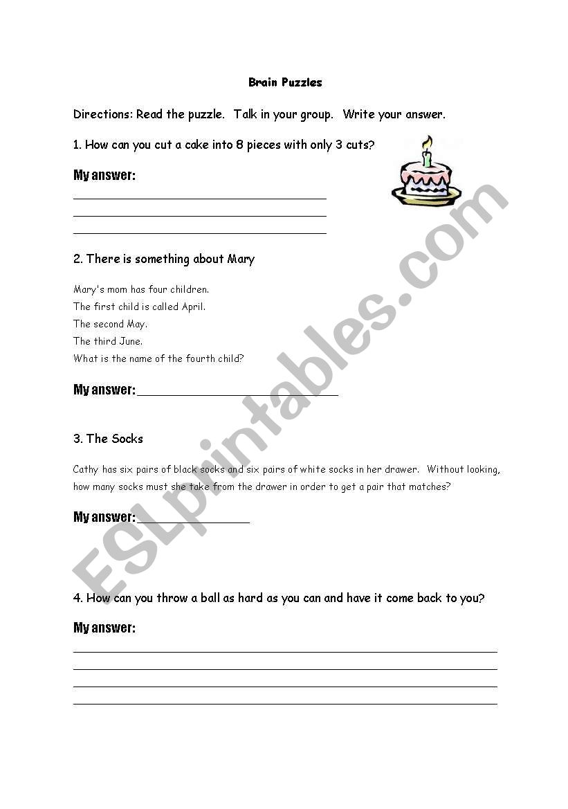 Logic Puzzles worksheet