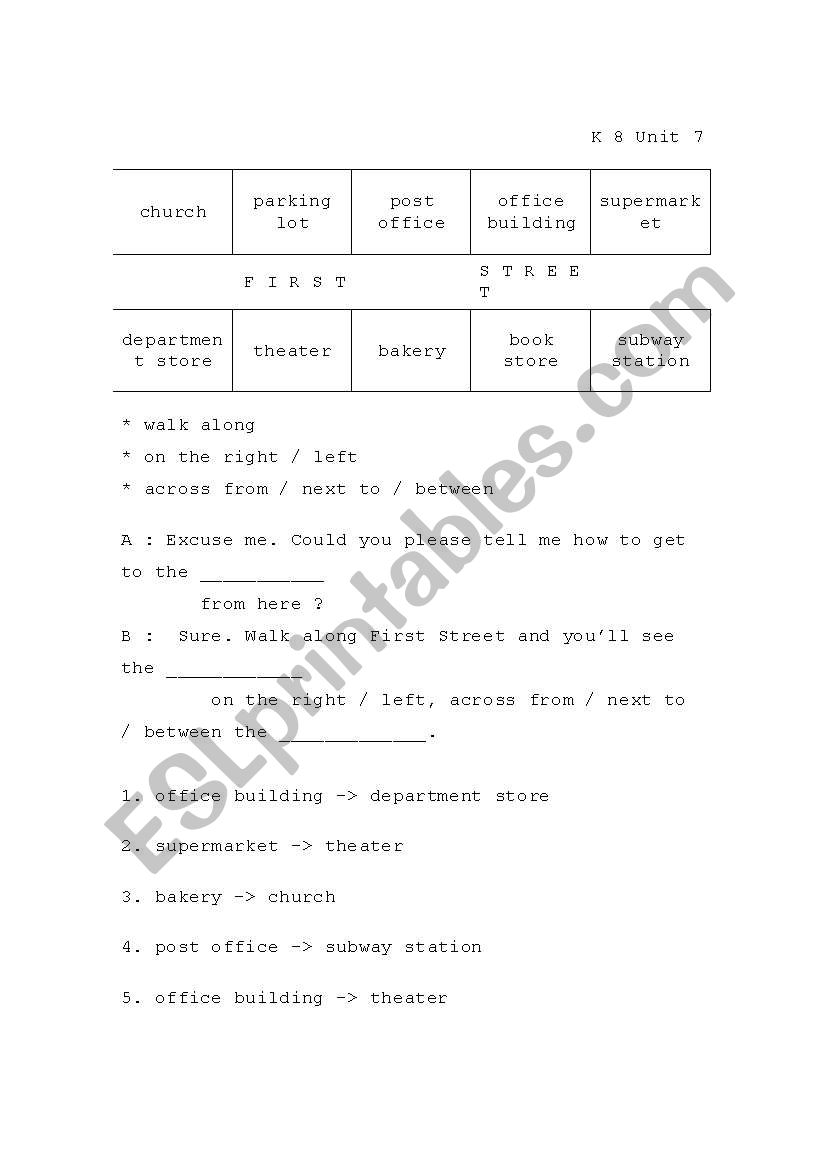 simple direction worksheet