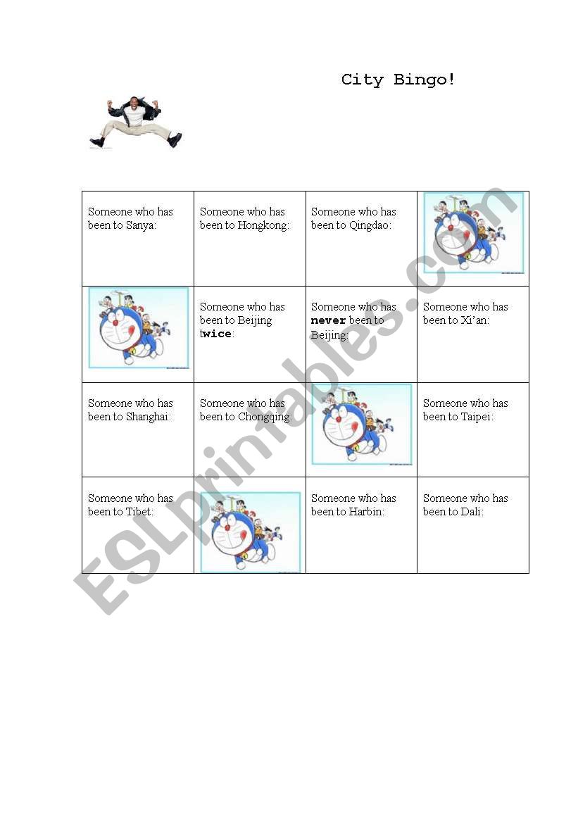 City bingo worksheet