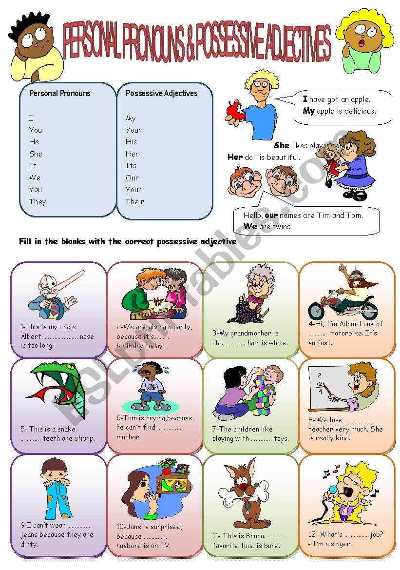 possessive adjectives worksheet