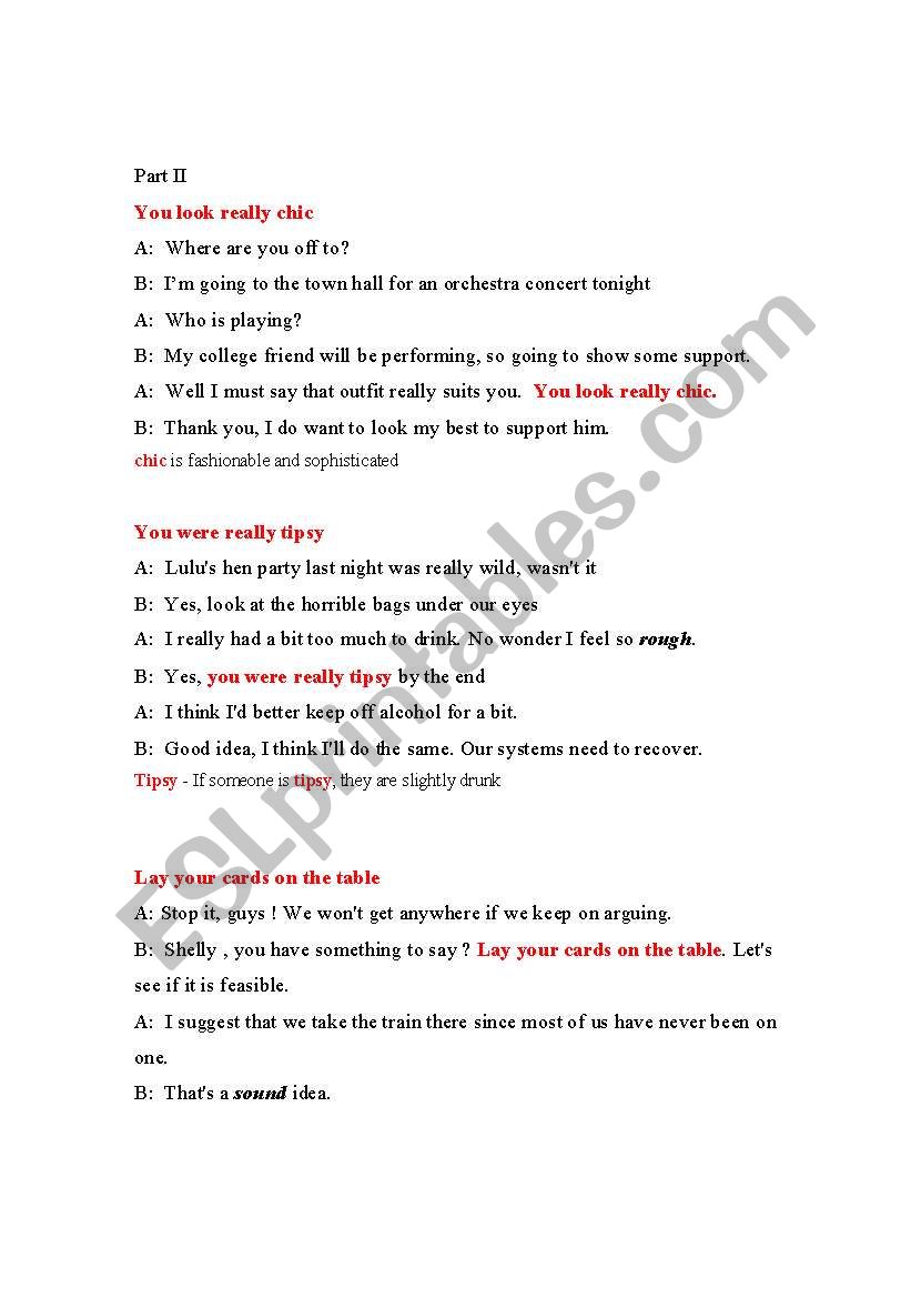 idioms worksheet