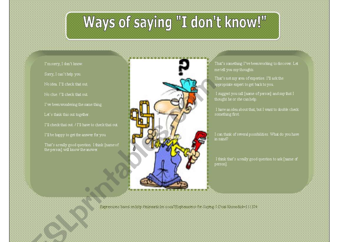 Ways of saying 