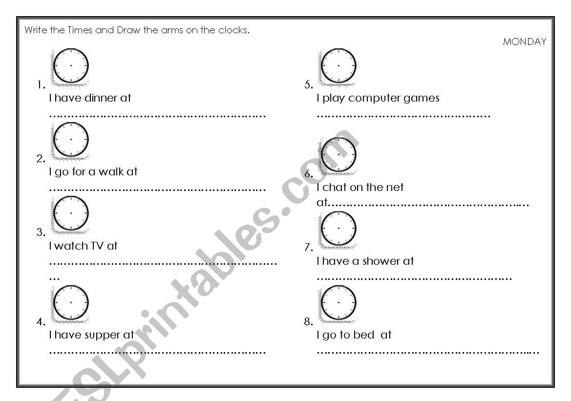 Telling the time worksheet