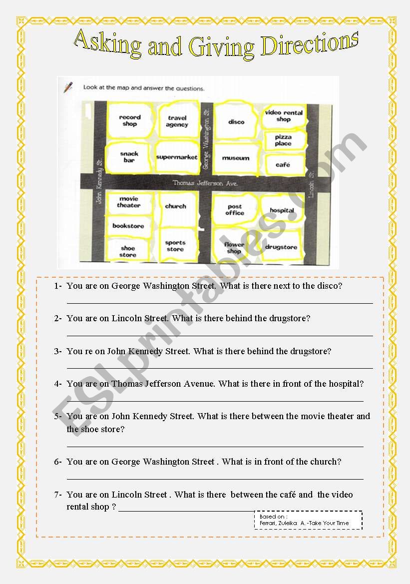 Ask for directions part 1 worksheet