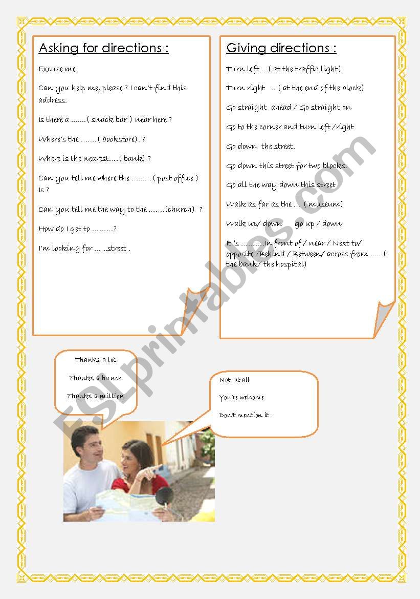 Asking for directions part 2 worksheet