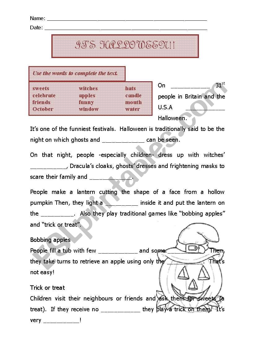 Halloween session worksheet