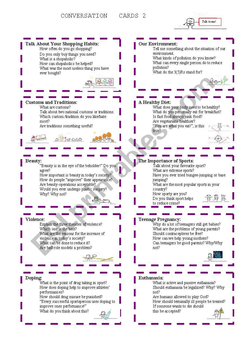 Conversation Cards 2/3 worksheet