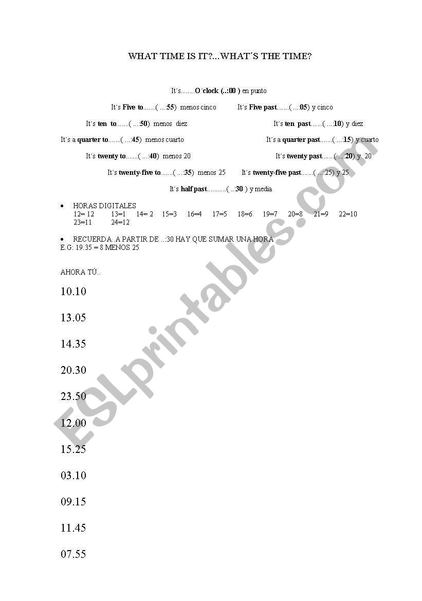 what time is it? worksheet