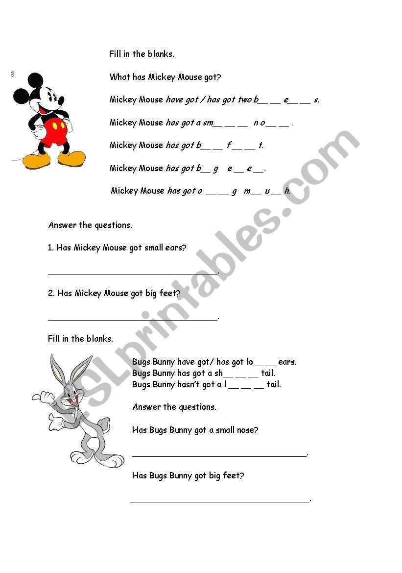 have got-has got worksheet