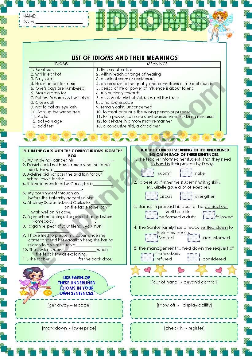 VOCABULARY ENHANCEMENT: IDIOMS