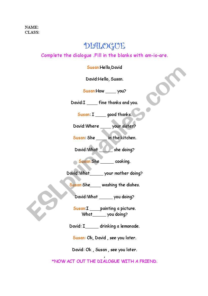 Dialogue worksheet