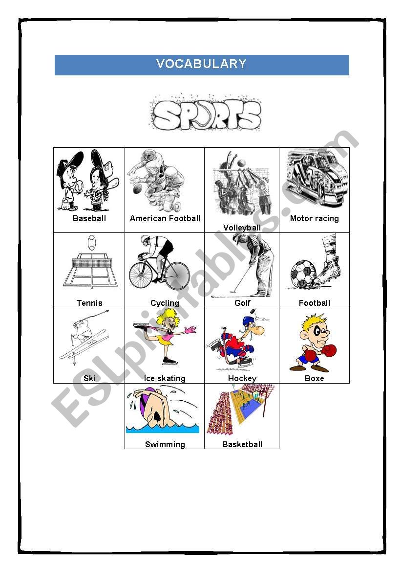 Vocabulary Sports worksheet