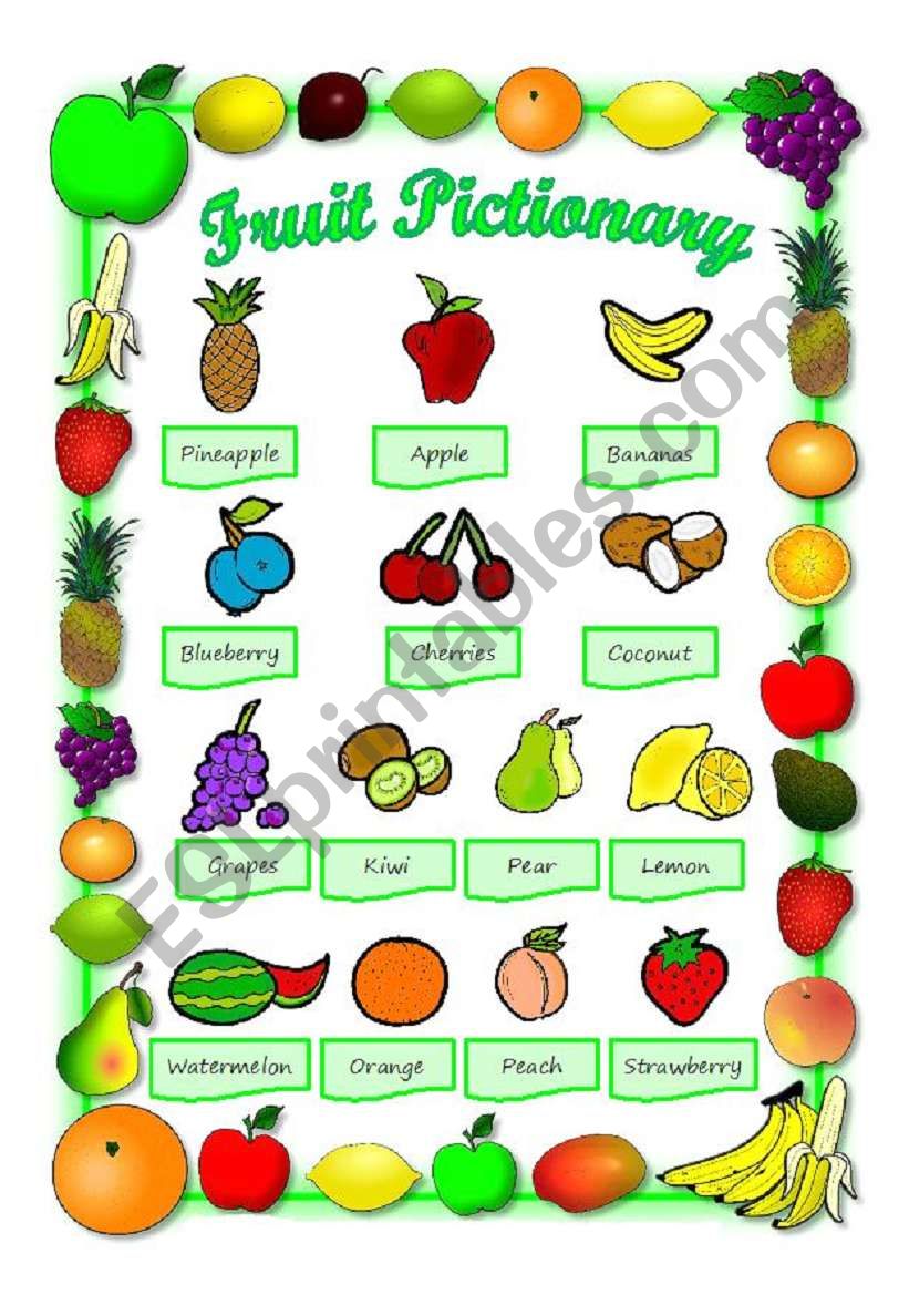 FRUIT PICTIONARY worksheet