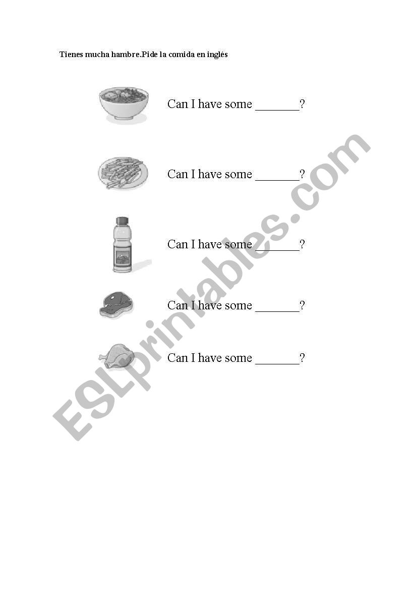 food worksheet