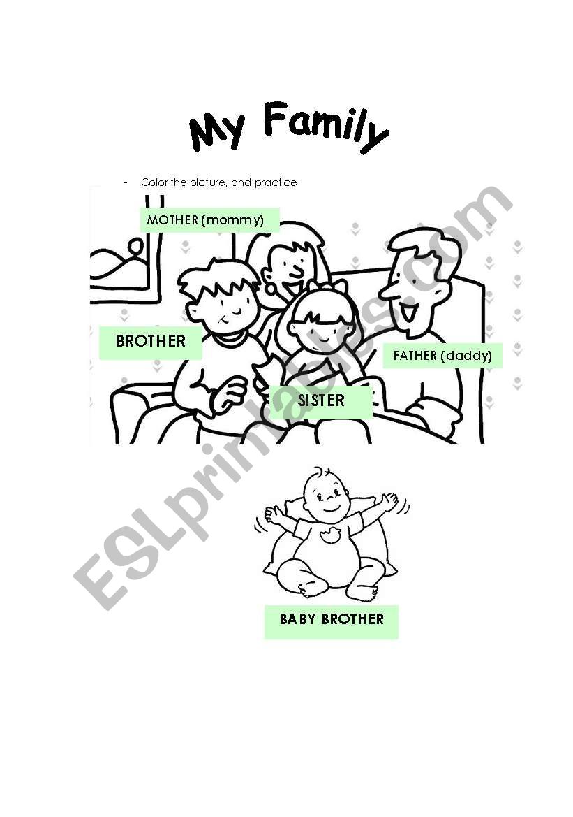 Family, shapes, numbers worksheet