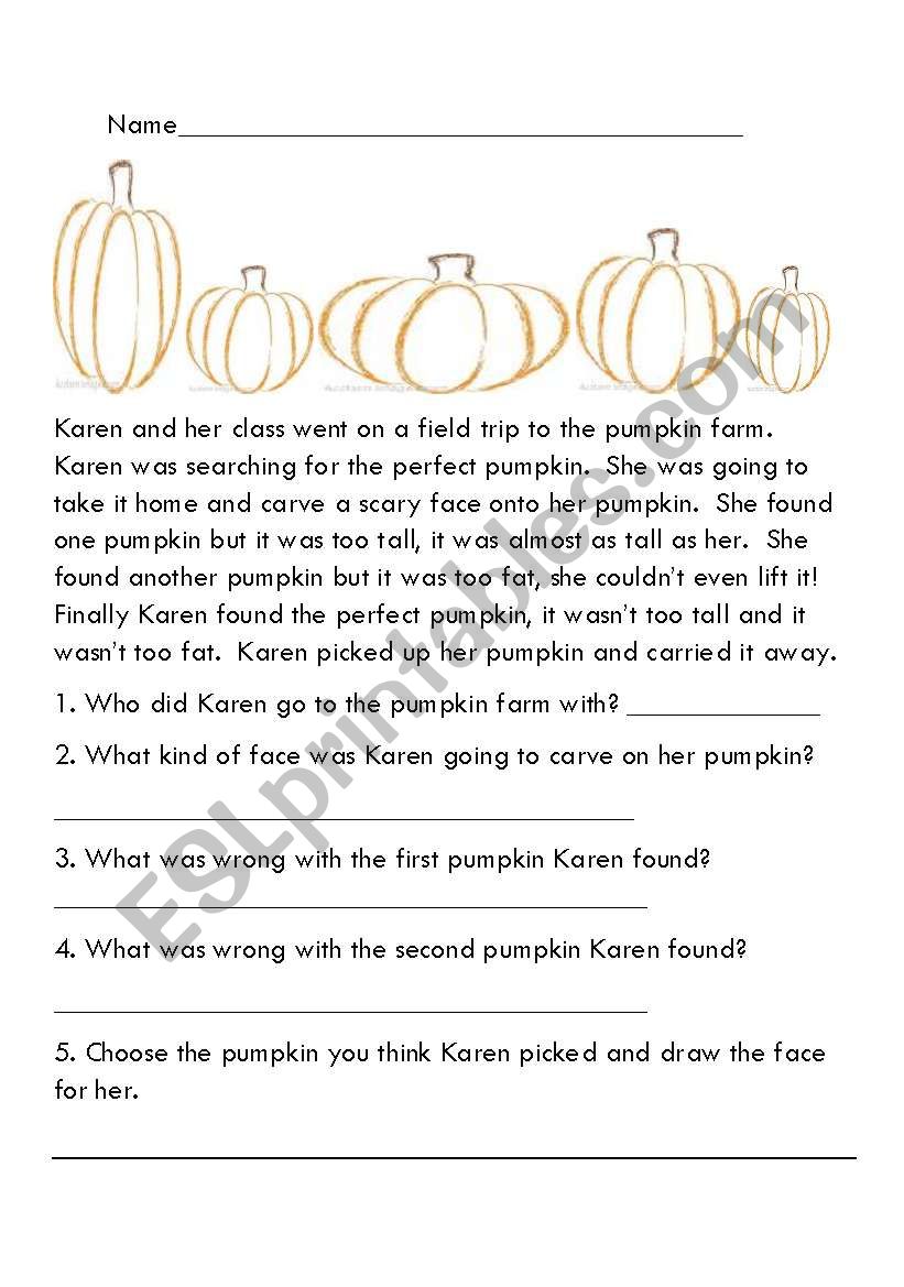 Fall comprehension stories worksheet