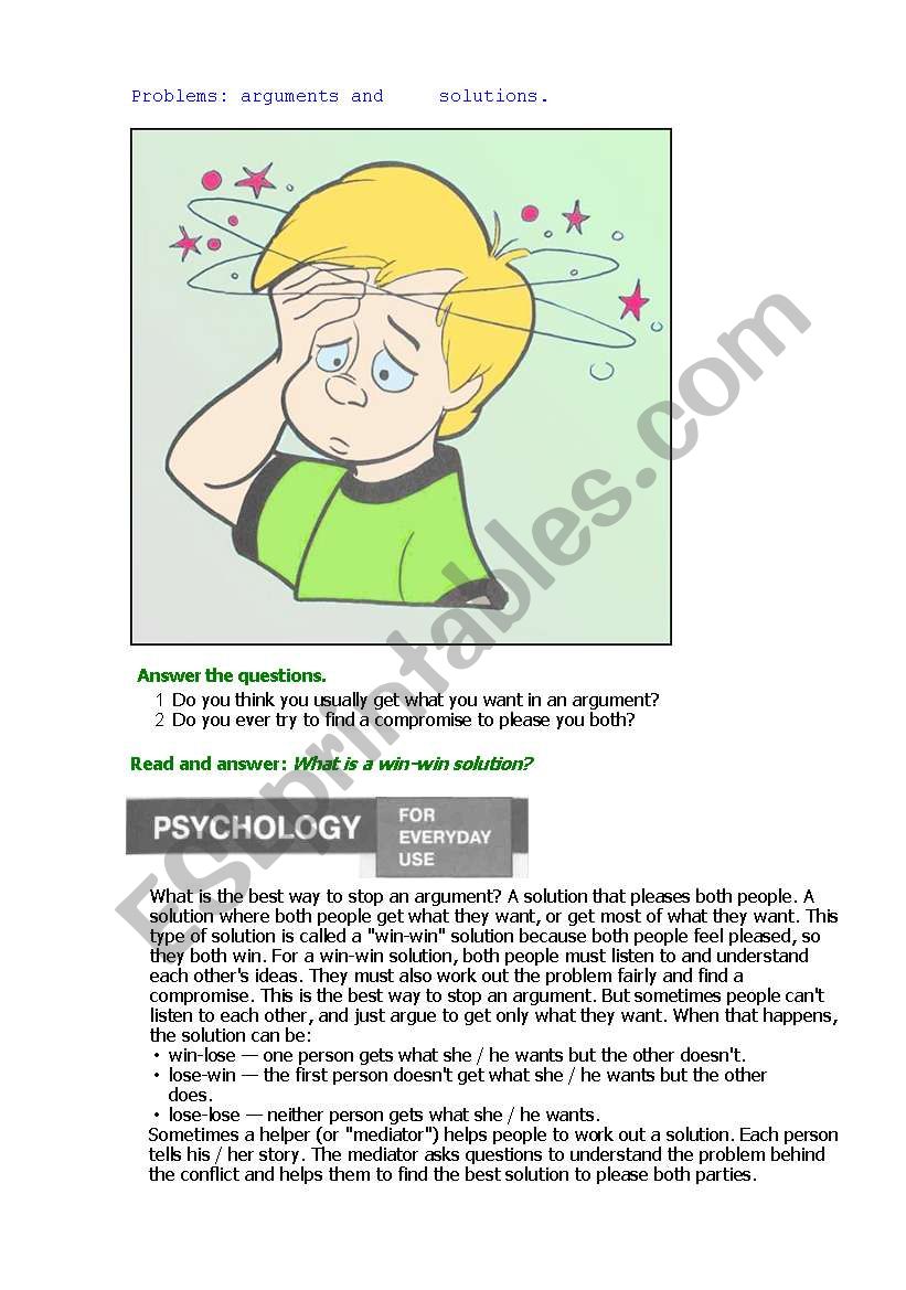 Problems:solutions&arguments. worksheet