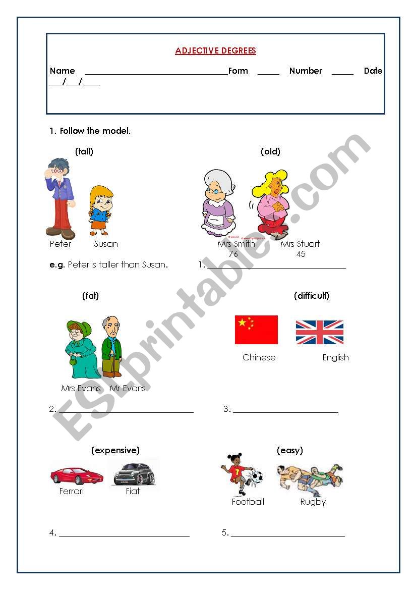 adjectives worksheet