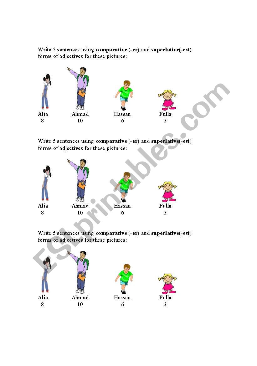 comparative  & superlative worksheet