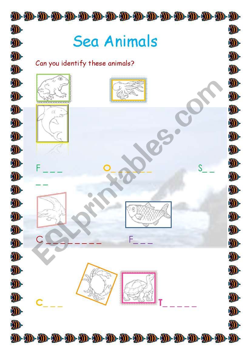 sea animals worksheet