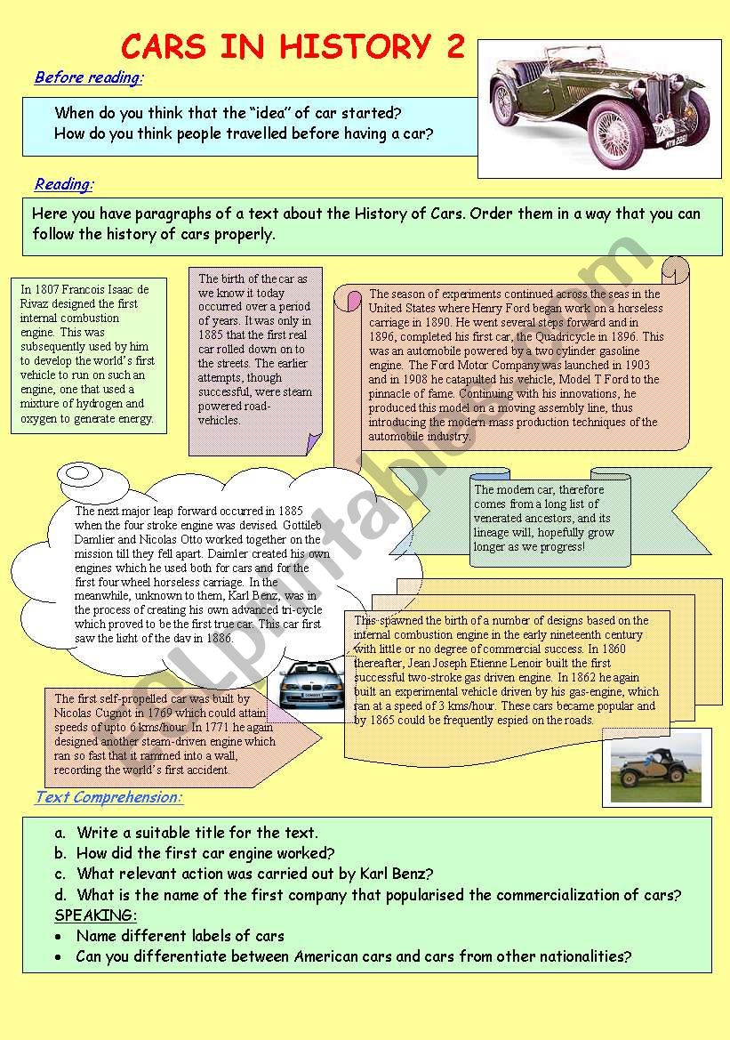 READING: CARS IN HISTORY 2/2   2PAGES