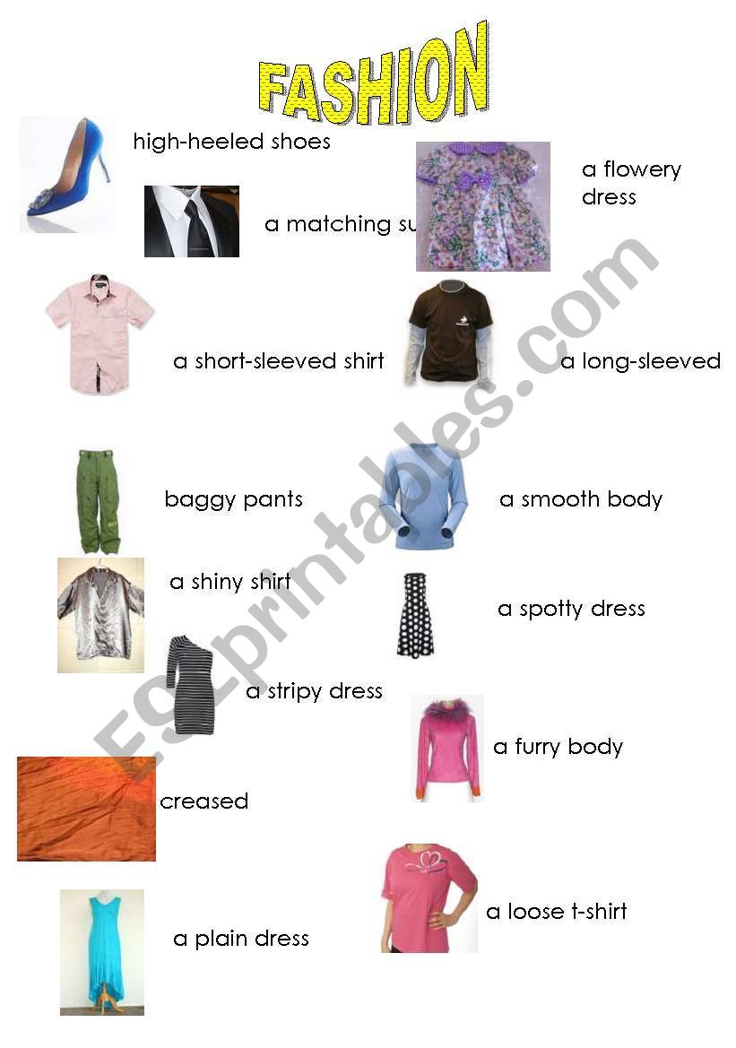 English worksheets: fashion vocabulary