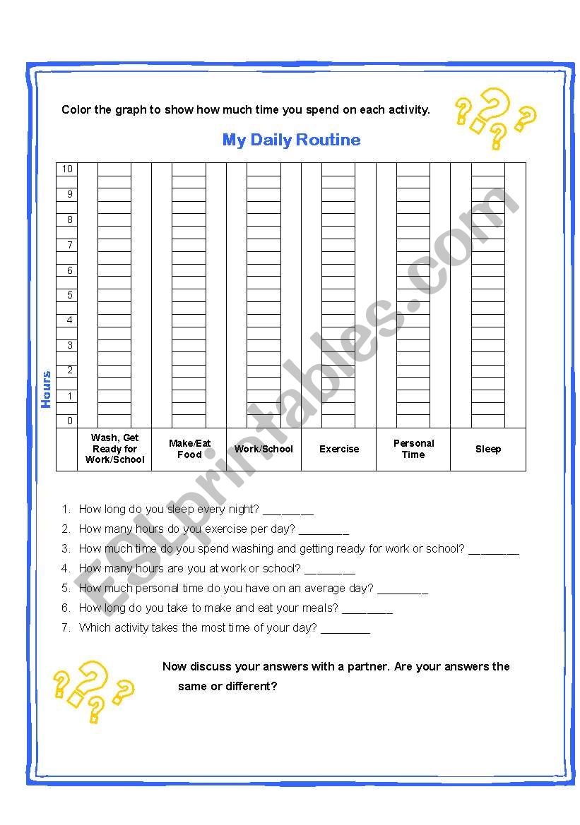 Daily Routine Graph worksheet