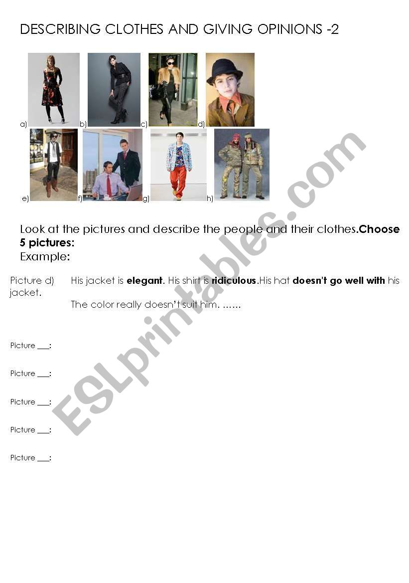 clothes worksheet