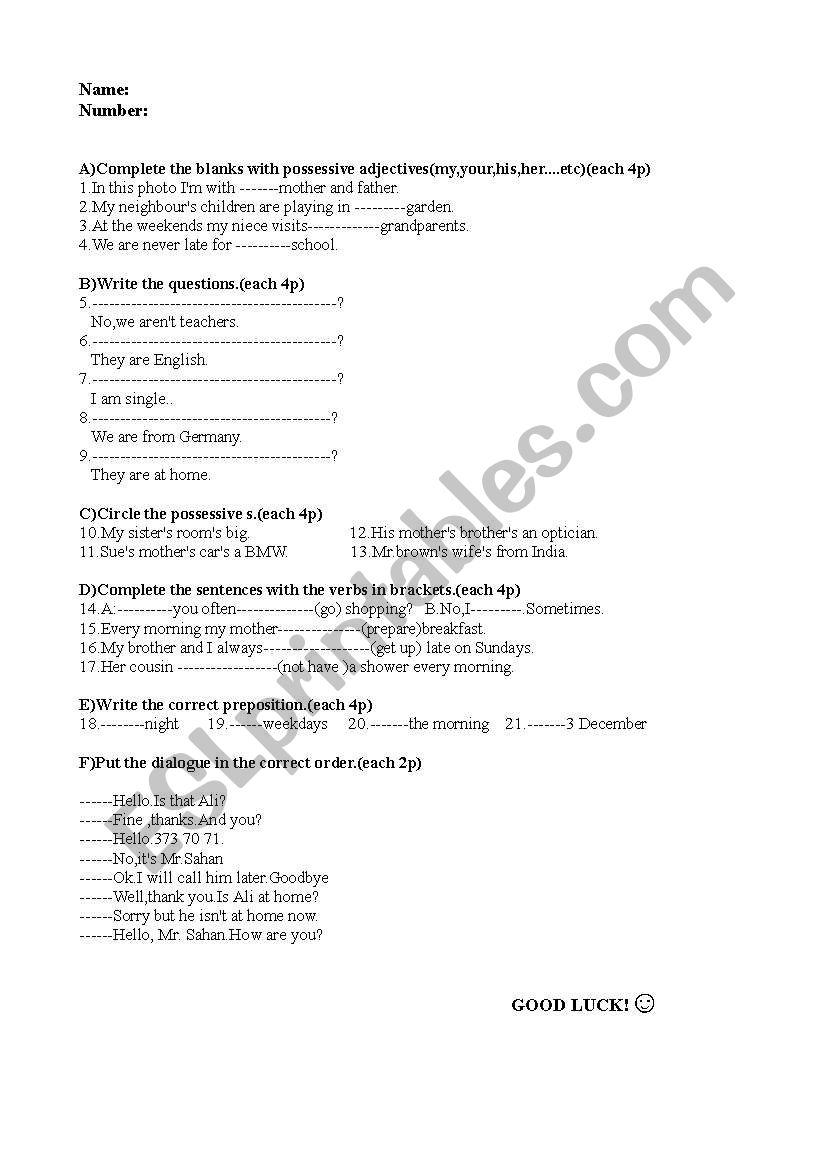 quiz worksheet