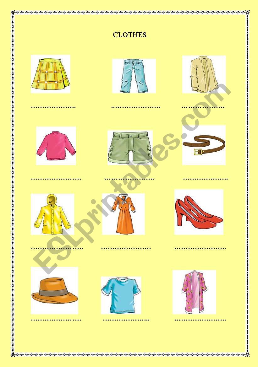 clothes worksheet