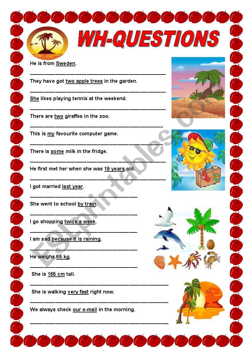 Wh-questions - Elementary worksheet