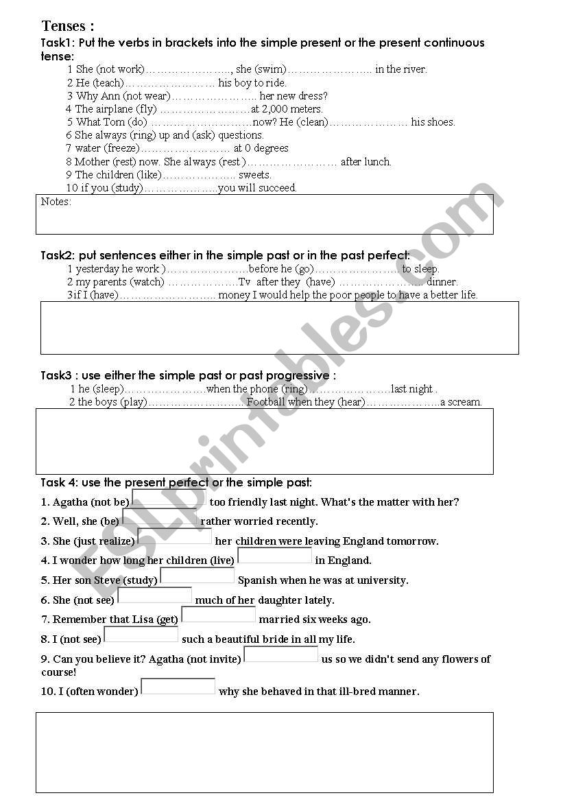 tenses  worksheet