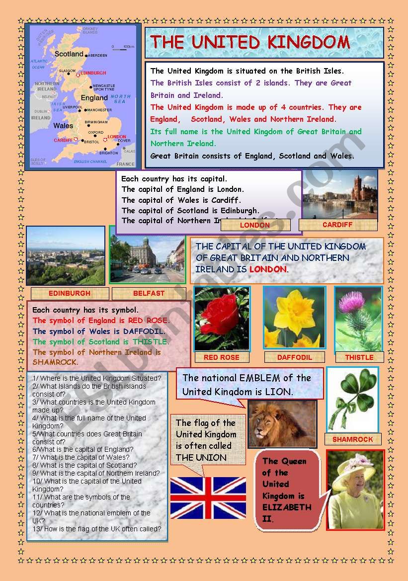 THE UNITED KINGDOM (2 PAGES) worksheet