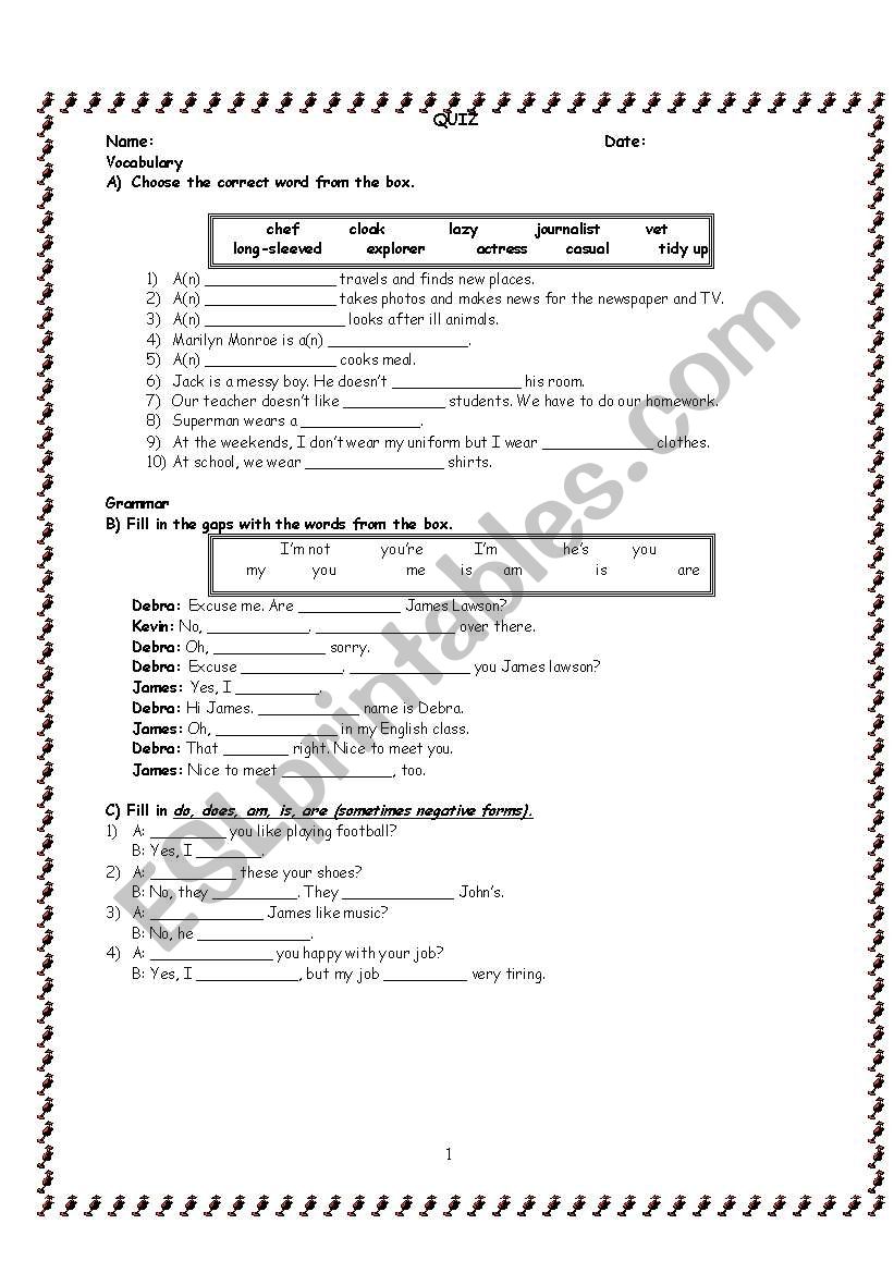 Happy Earth quiz worksheet