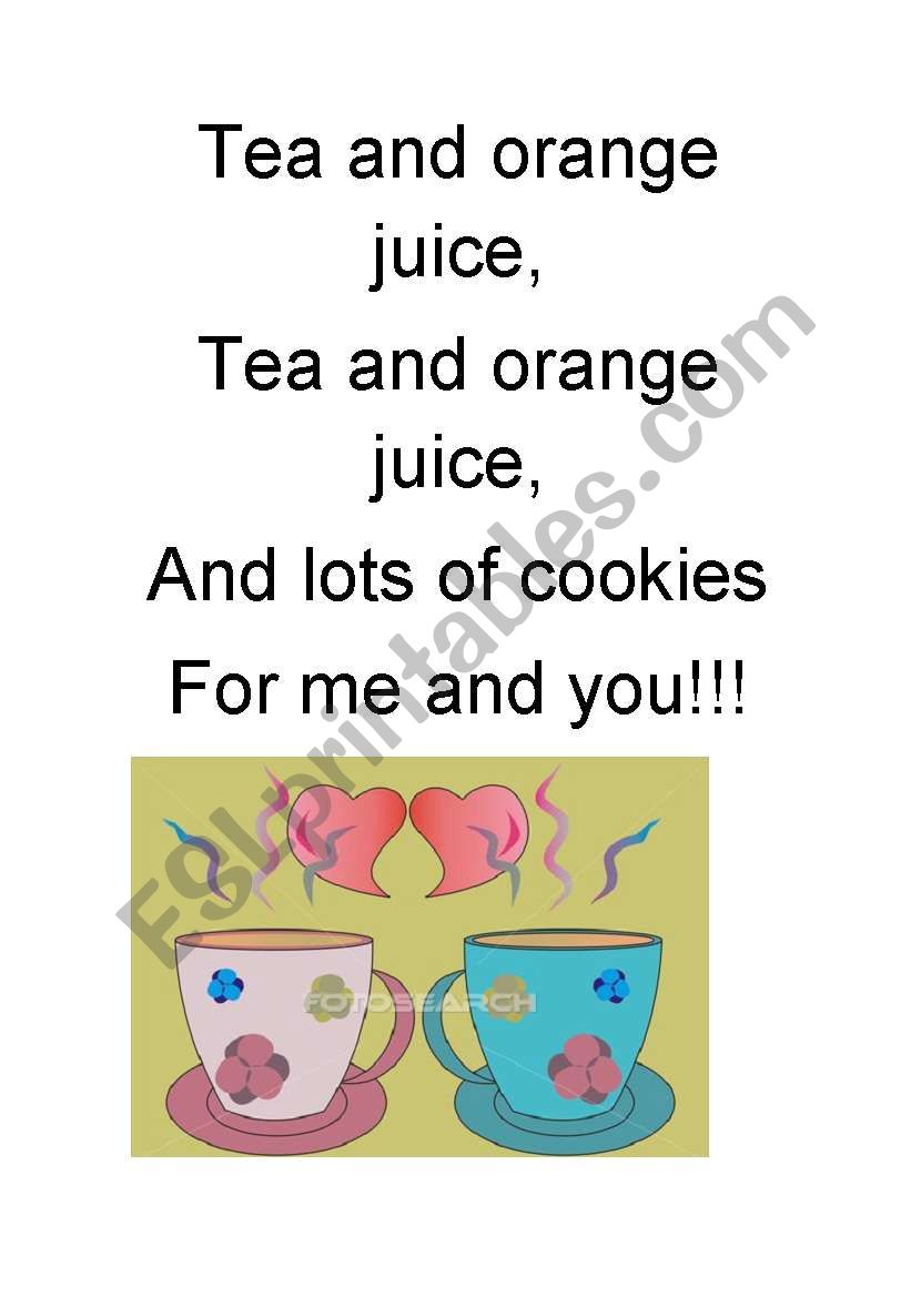 tea time chant - part 2 worksheet