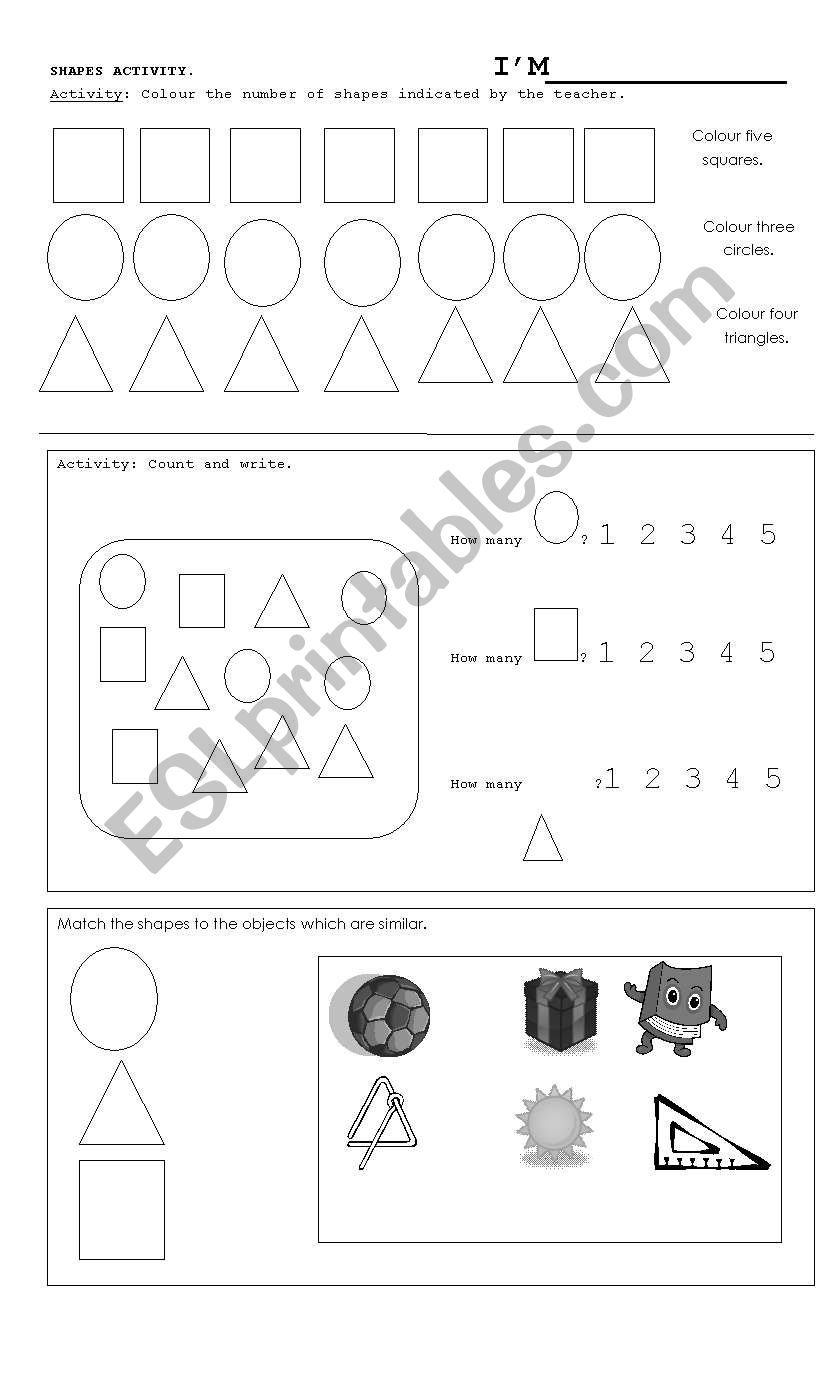 Shapes activity worksheet