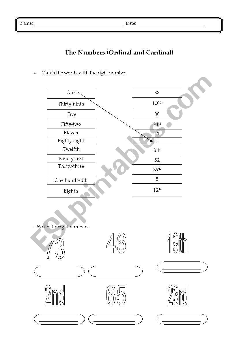 The numbers (cardinal and ordinal)