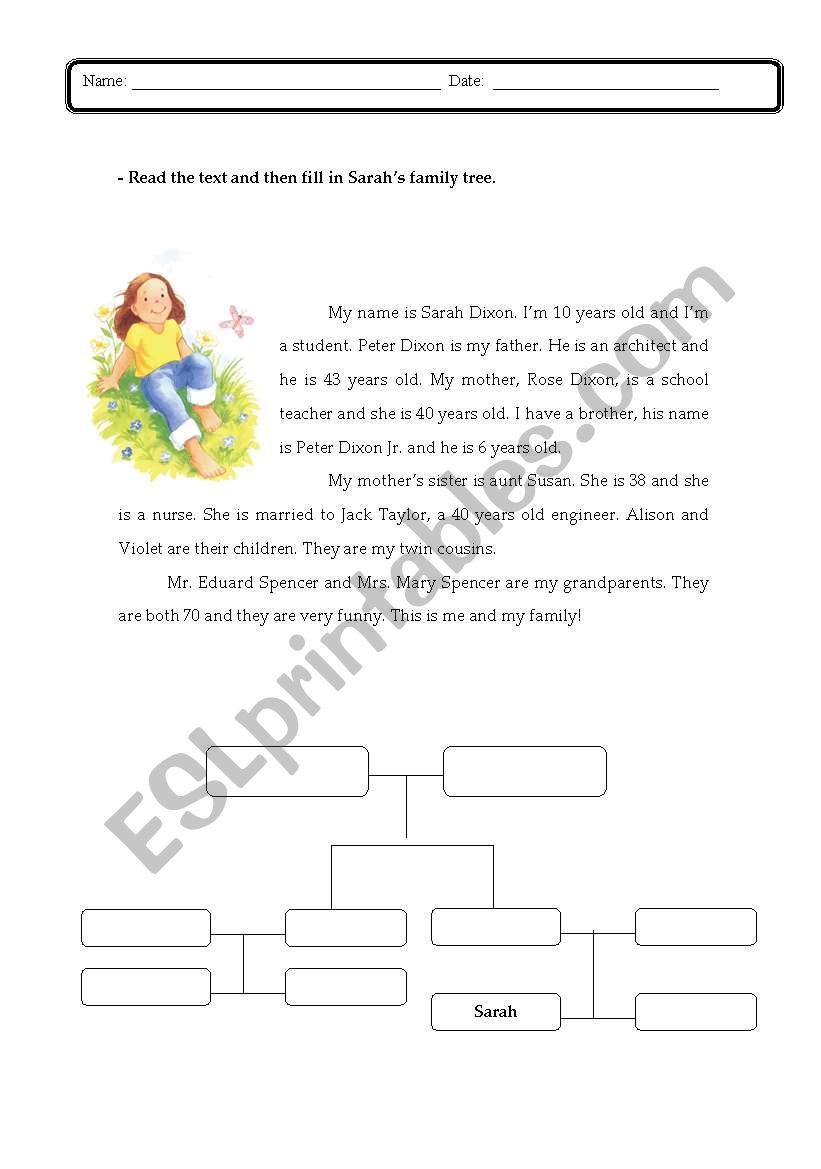 Sarahs family tree worksheet