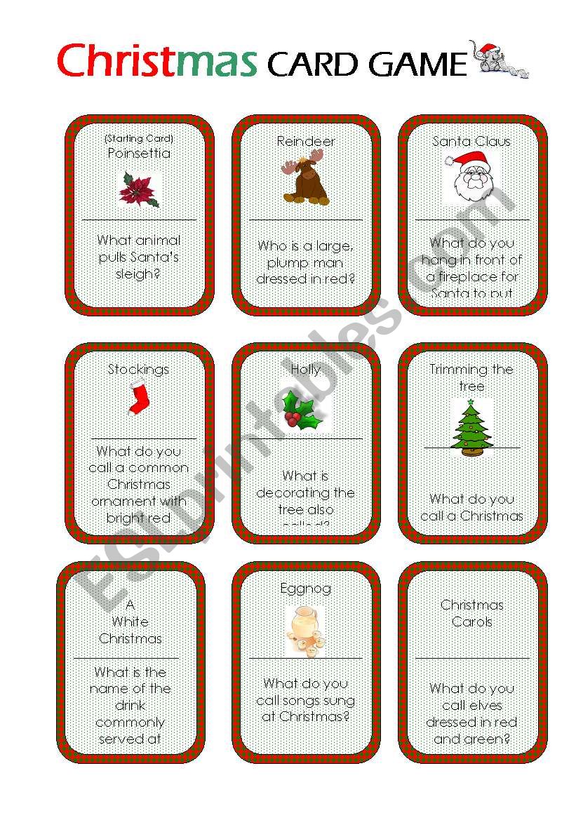 Christmas card Game worksheet