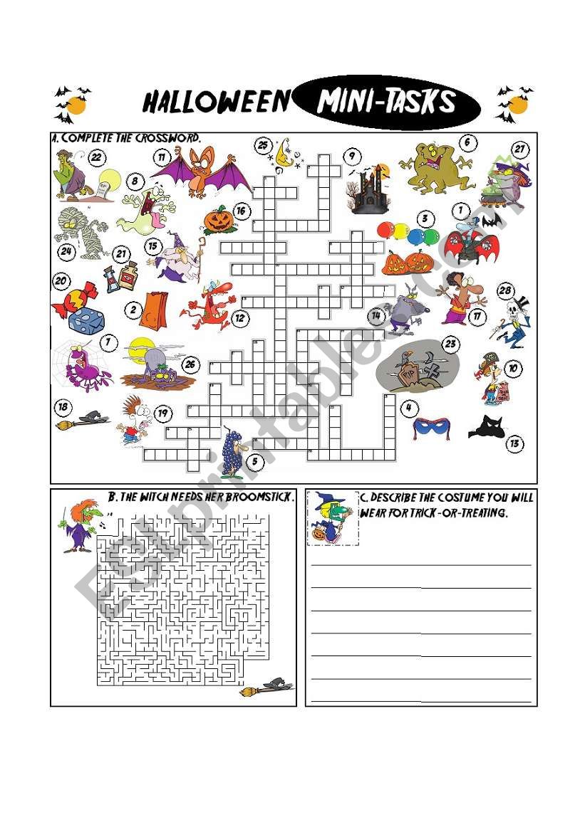 Halloween Mini-Tasks worksheet